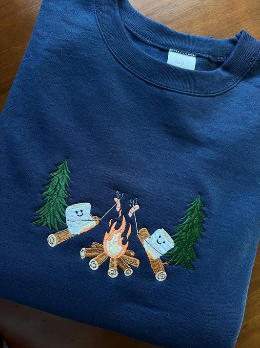 Marshmallow Campfire Embroidered Sweatshirt