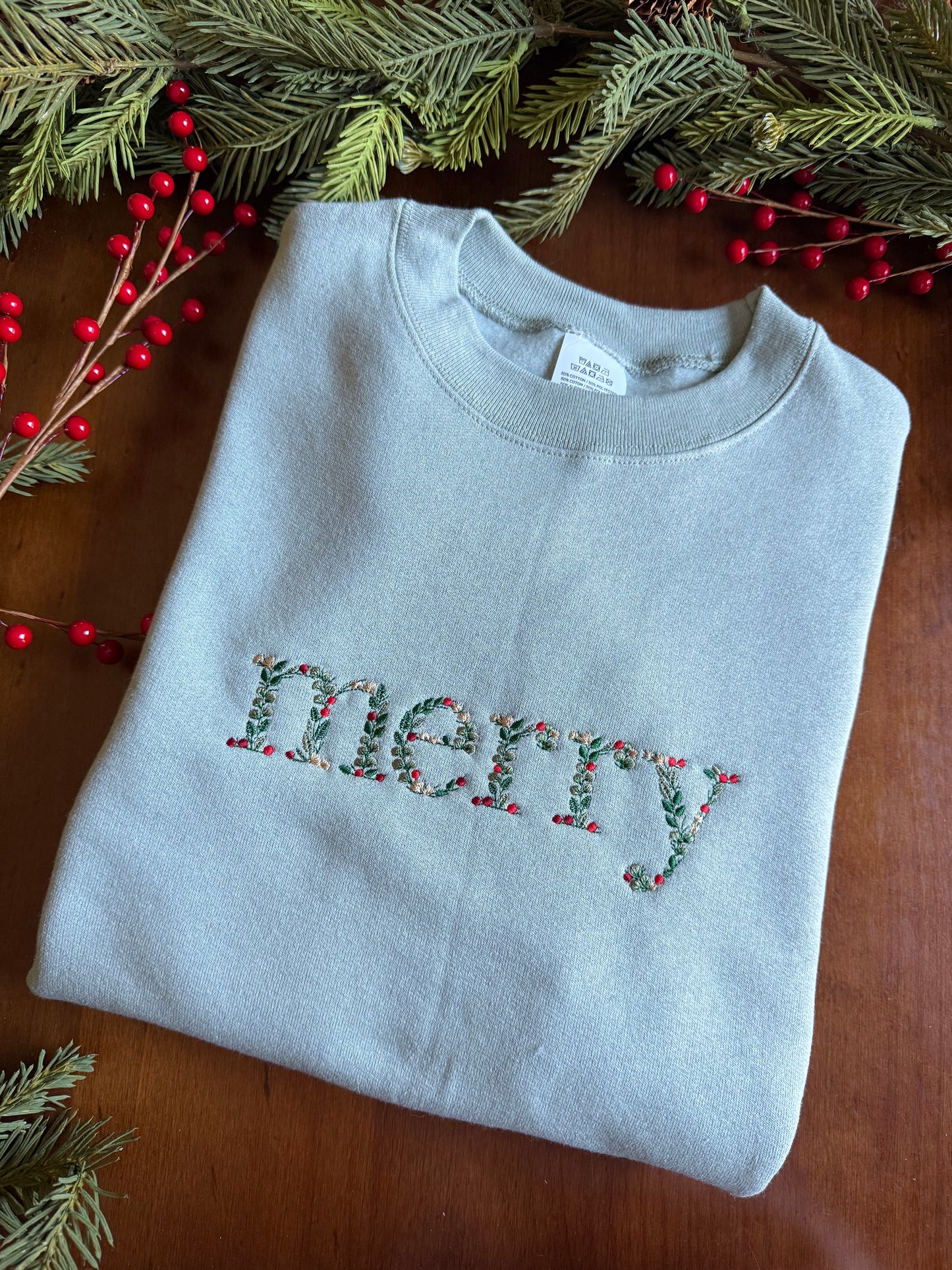 Floral Merry Crewneck Sweatshirt