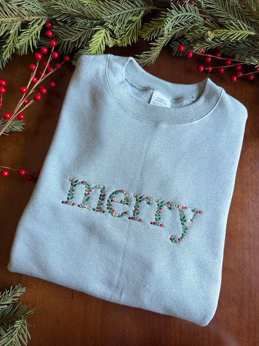 Floral Merry Crewneck Sweatshirt